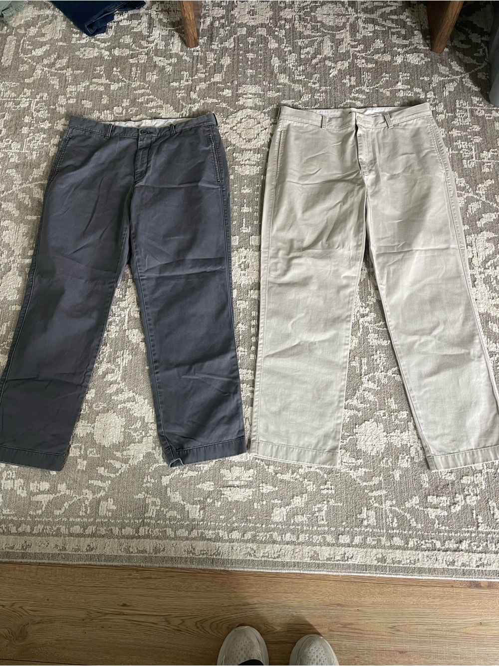 Men's J Crew 34x30 Straight-Leg Casual Pants — Charcoal and Light Khaki